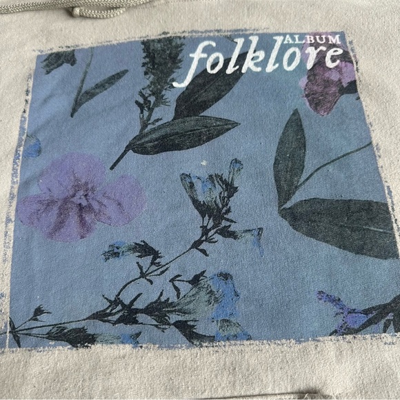 Taylor Swift Folklore Official Merch Album Hoodie Tan Hooded Sweatshirt Sz S - Picture 7 of 8